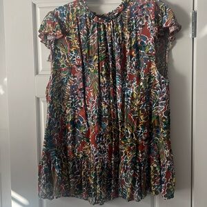 Plus size multicolor ruffle top.
